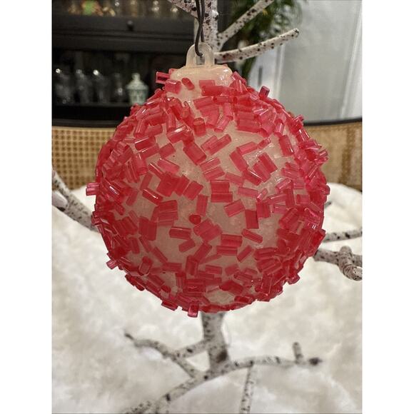 VTG JEWEL BRITE PINK SUGAR ANGEL TINSEL DIORAMA PLASTIC ORNAMENT - Picture 5 of 5